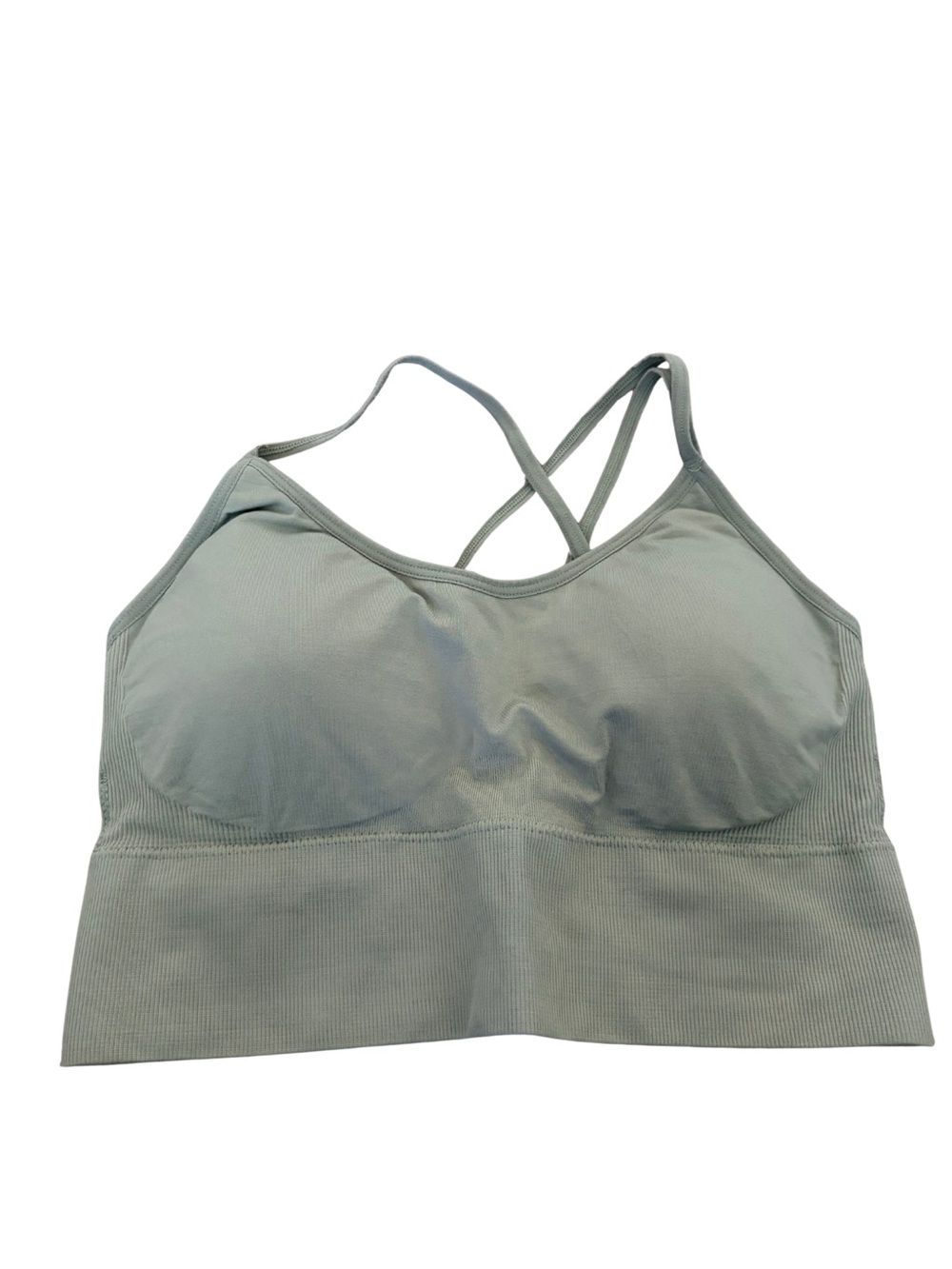 Sage Green Seamless Padded Criss Cross Sports Bra